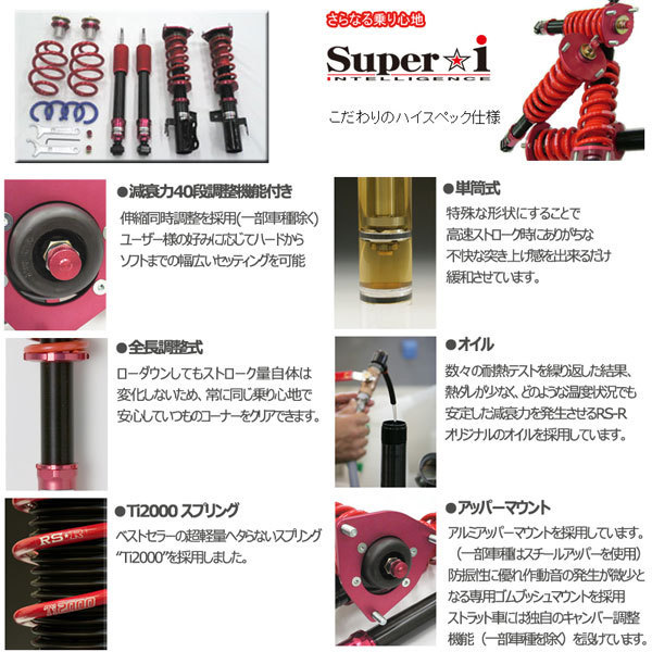 車高調 RS-R Super☆i スーパーアイ レクサス ＧＳ Ｆ URL10 27/11～ FR ベースグレード用 SIT998M 推奨レート RSR_画像3