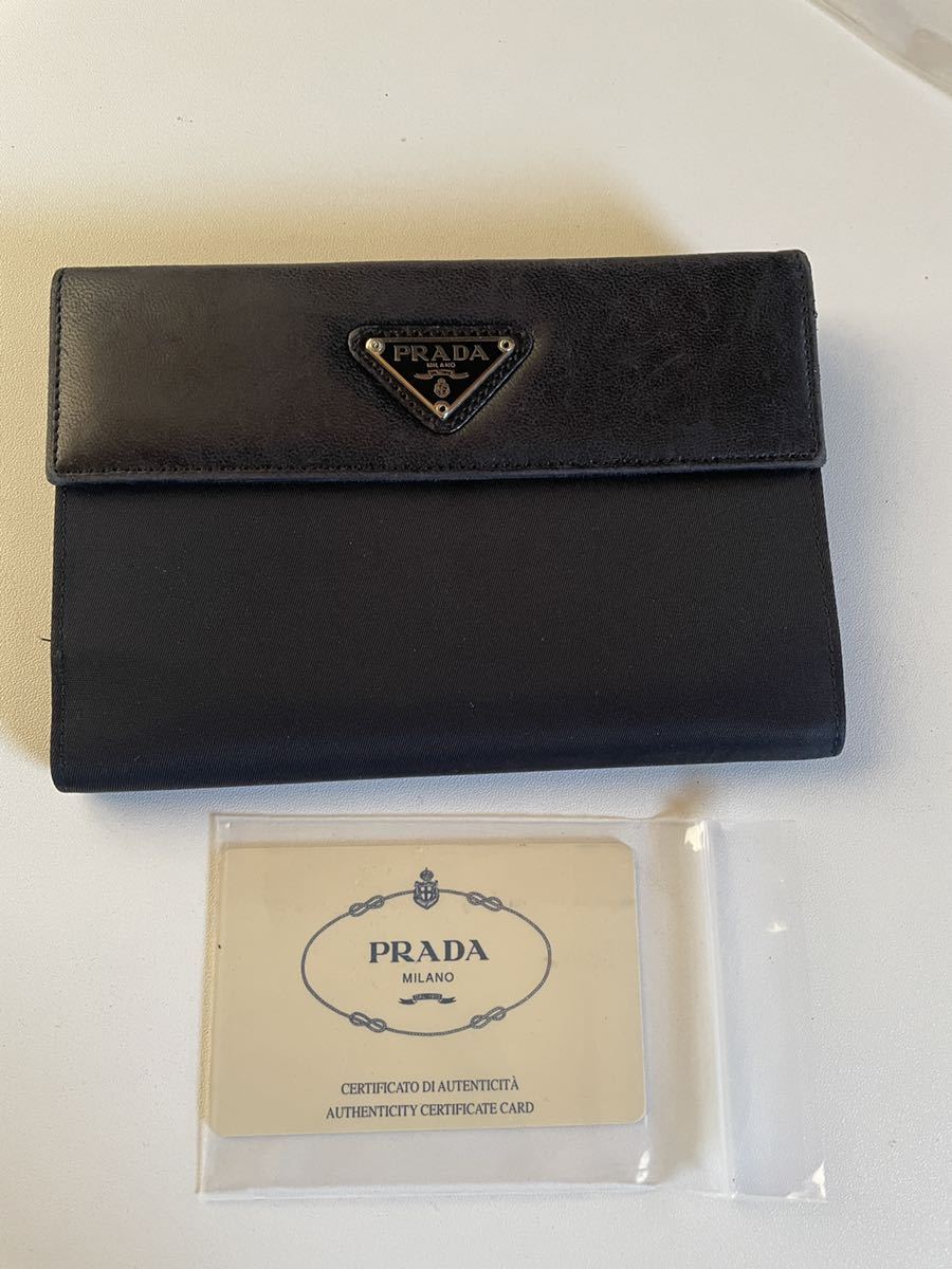 極美品】 PRADA プラダ 折り財布 サフィアーノレザー ゴールド金具-