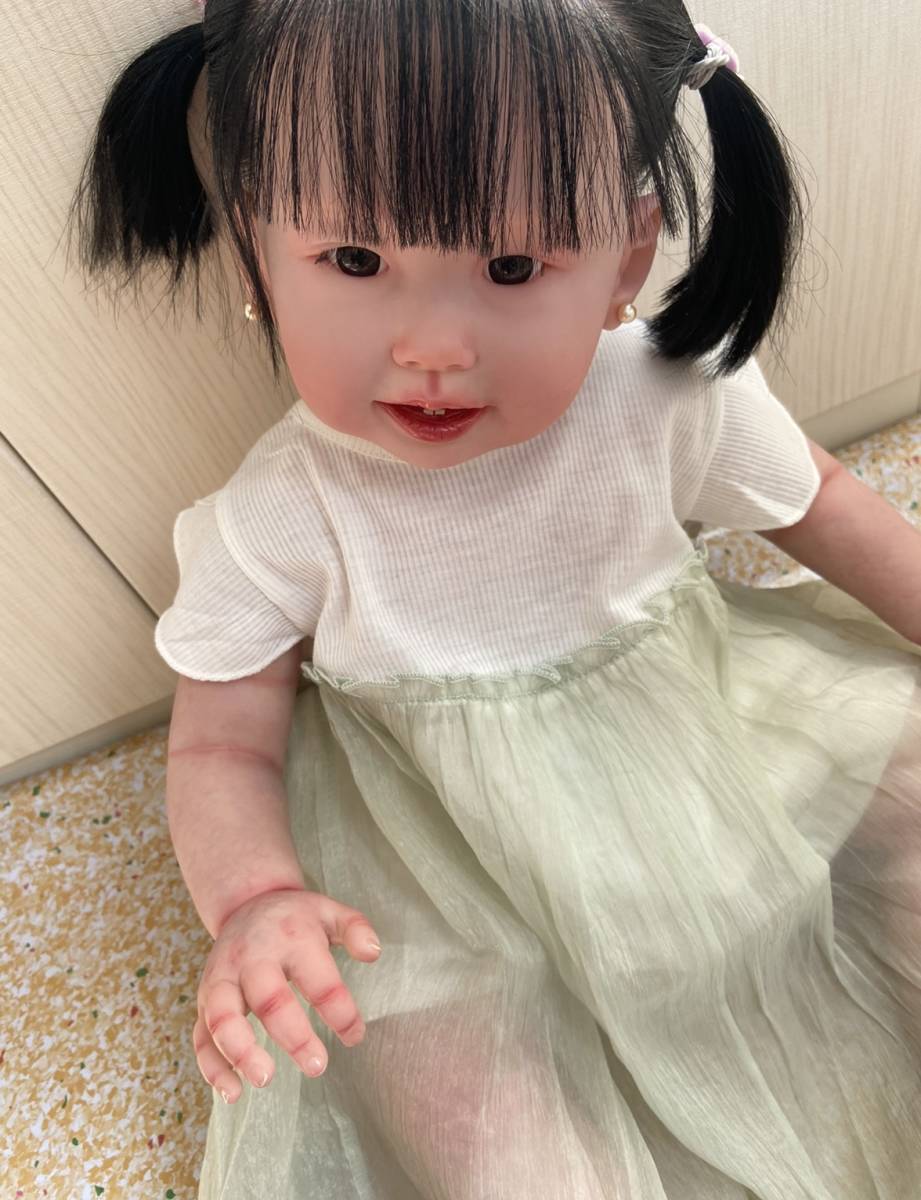 クリアランス廉価 tanoshiinatumaturi様 Teegan リボーンドール トドラー人形プリ 抱き人形 黒い髪のアジアの人形