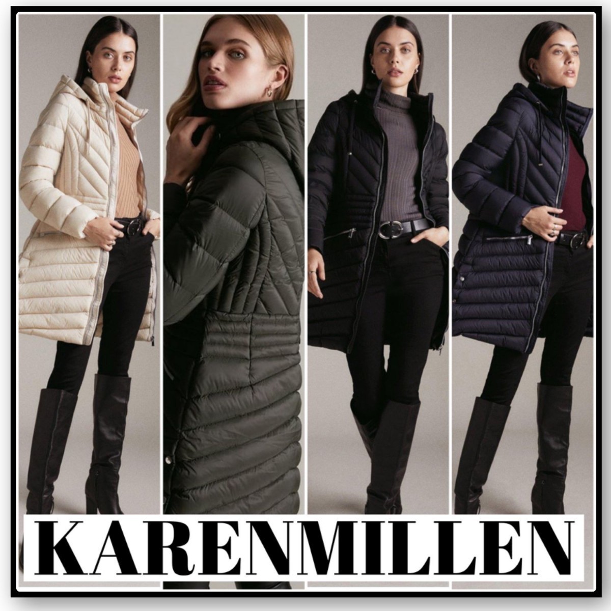 年末セール★カレンミレン★ミッドレングス ダウンコート フード付き　Karen Millen