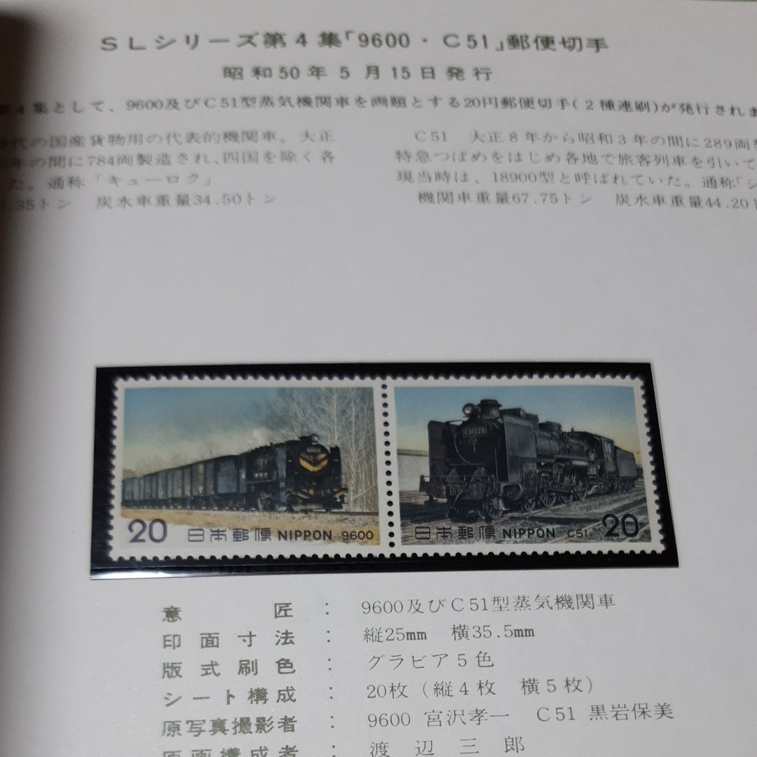 SLシリーズ切手アルバム　 蒸気機関車