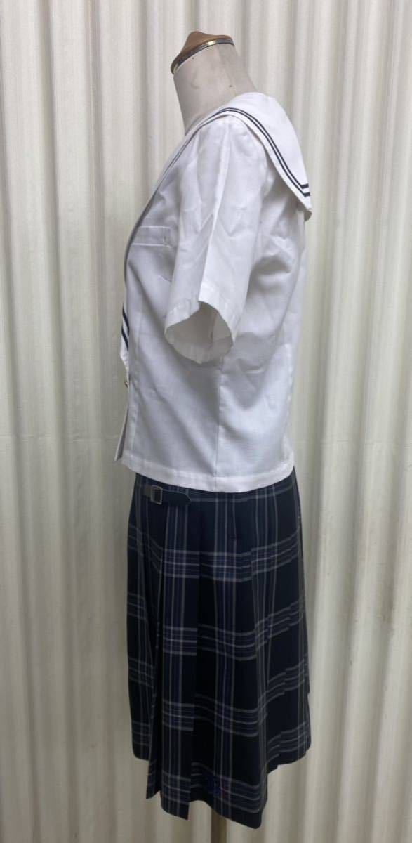 (J) 美作高校 制服 カンコー セーラー服 学生服 夏服 上下セット 女子 チェックスカート コスプレ衣装_画像2