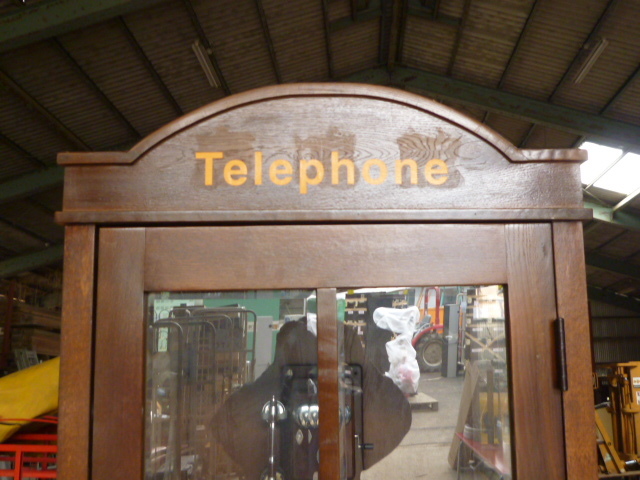 [ operation goods ] telephone box TELEPHONEBOX public telephone machine wooden glass telephone box wooden glass trim 