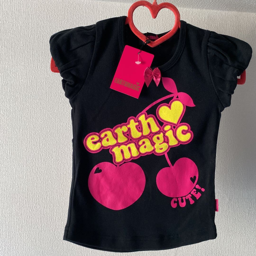 新品タグ付き　アースマジック　パフスリーブさくらんぼ柄両プリ半袖Tシャツ110センチ　Earth Magic JENNI メゾピアノ_画像1