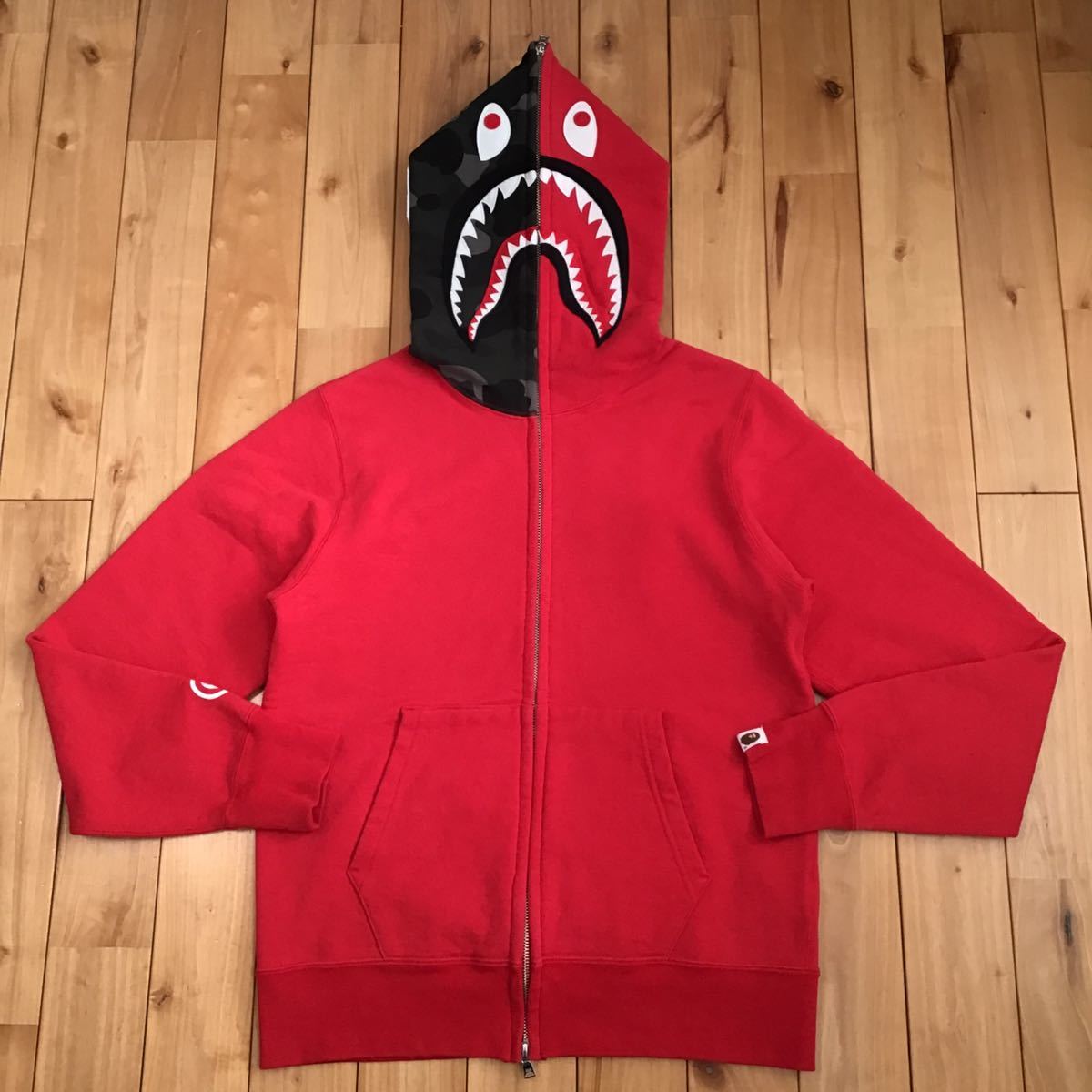 Black camo × red シャーク パーカー Mサイズ shark full zip hoodie a bathing ape bape エイプ ベイプ アベイシングエイプ 迷彩 k4ja