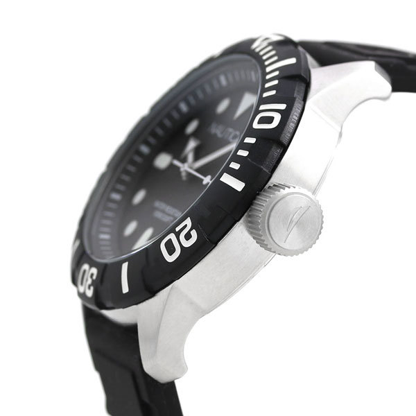 新品 送料無料 ノーティカ NAUTICA メンズ 腕時計 100m防水 ブラック シリコンベルト 44mm A09600G NSR100 ジェリー  時計