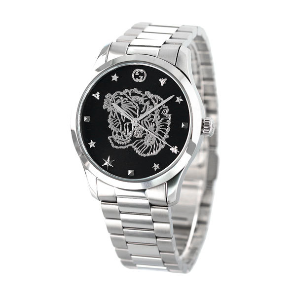 グッチ Gタイムレス 虎 タイガー クオーツ ユニセックス 腕時計 YA1264125 GUCCI ブラック 男性用
