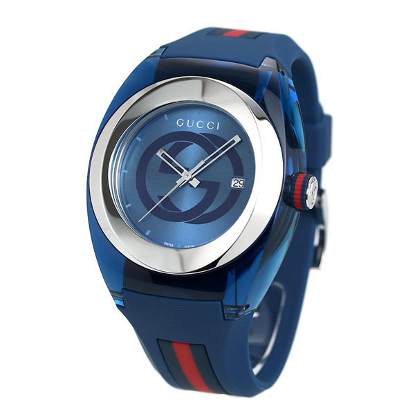 新版 グッチ 送料無料 新品 時計 ブルー 46mm シンク GUCCI YA137104A 腕時計 メンズ スイス製 男性用