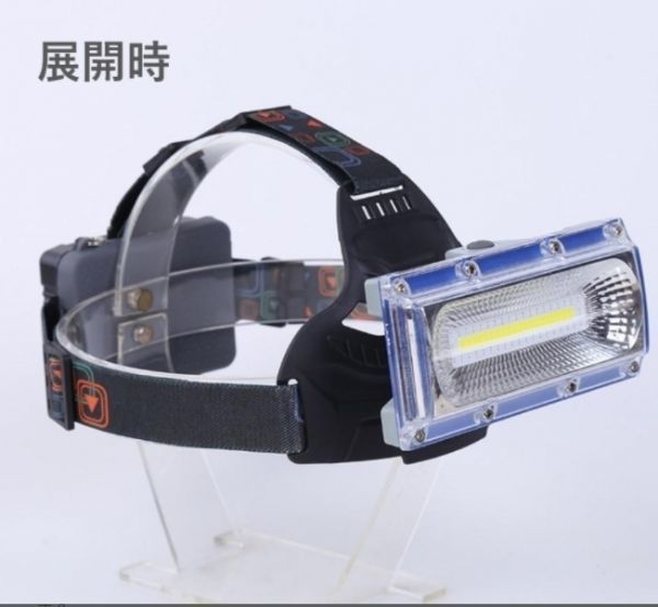 ■『USB充電式』（色:ブルー）超強力巨大COB LED ヘッドライト　ヘッドランプ　ヘルメットライト　ヘルメットランプ