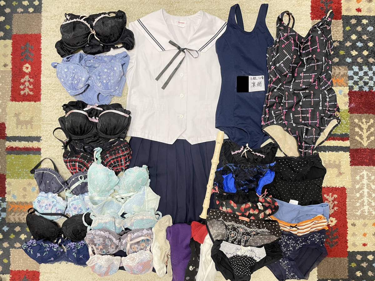 ECO♪JK女子高校生整理品♪ パンツ ブラジャー 制服 リコーダー スクール水着 訳あり ジャンク品 タンス整理品 断捨離