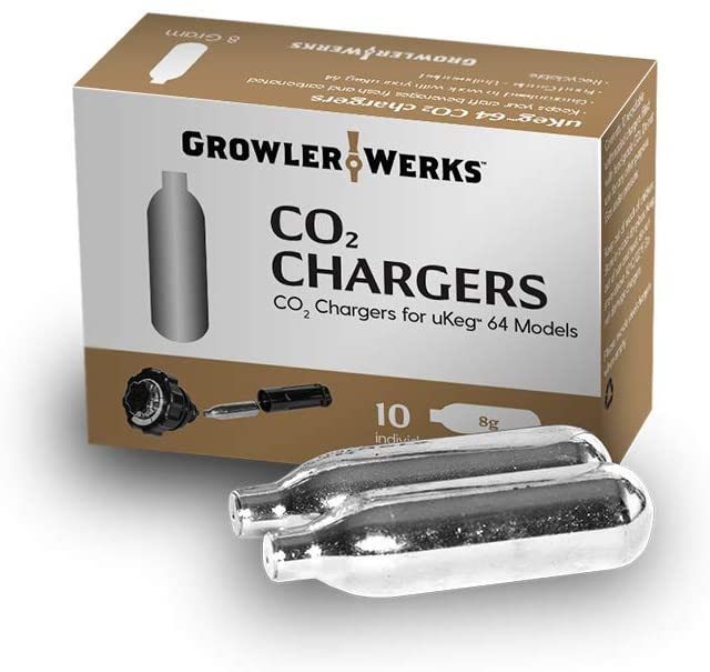 GrowlerWerks uKeg 64 CO2 Chargers 8g, Box of 10