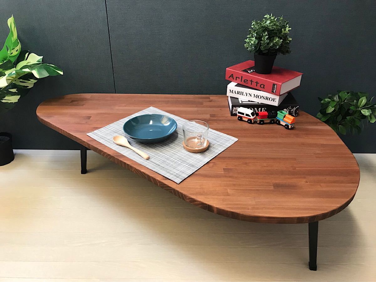 送料無料】 ローテーブル 三角形 120cm 80cm パイン ブラウン