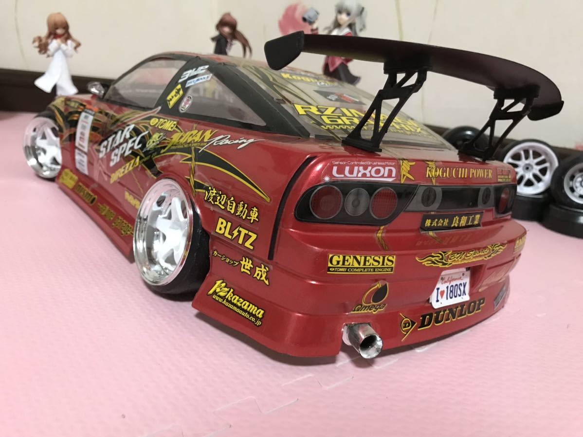 送料無料　1/10 日産　180SX KOGUCHI POWER D1 ラジコン　ボディ　ウィング、マフラー付き　ドリフト　ヨコモ　YOKOMO NISSAN