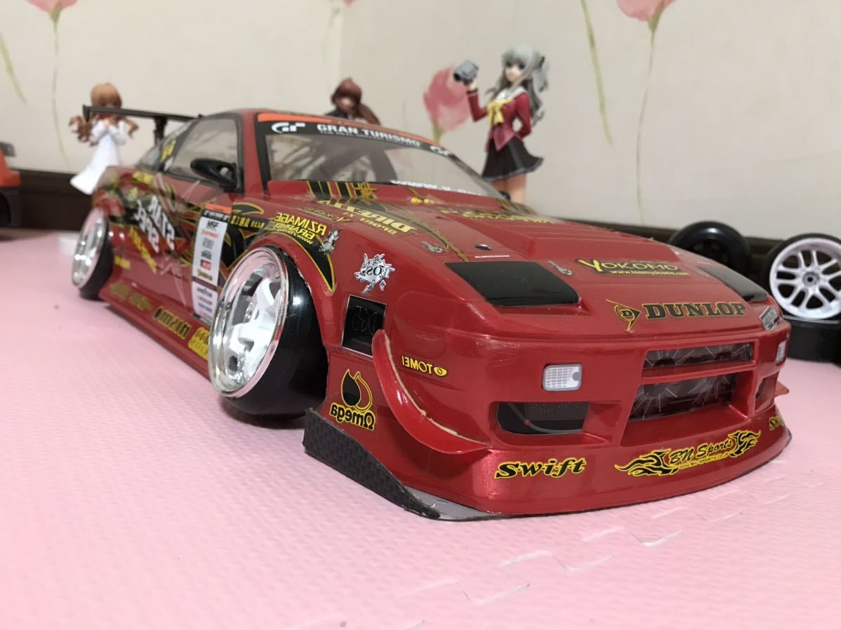 送料無料　1/10 日産　180SX KOGUCHI POWER D1 ラジコン　ボディ　ウィング、マフラー付き　ドリフト　ヨコモ　YOKOMO NISSAN