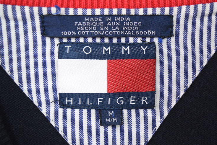 【送料無料】90S トミーヒルフィガー コットンニット クルーネック セーター メンズM ブラック系 TOMMY HILFIGER アメカジ 古着 CH0923_画像7