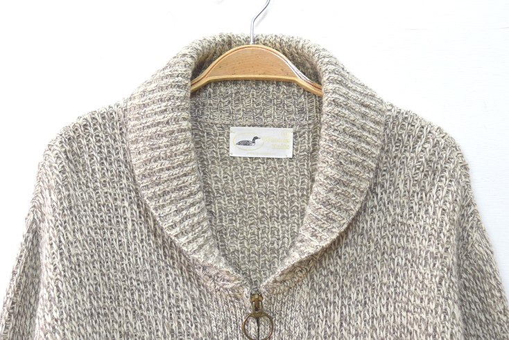 【送料無料】 USA製 Winona knits ショールカラー ネイティブ フルジップ セーター カーディガン ミックスウール メンズXL 古着 CI0080_画像4