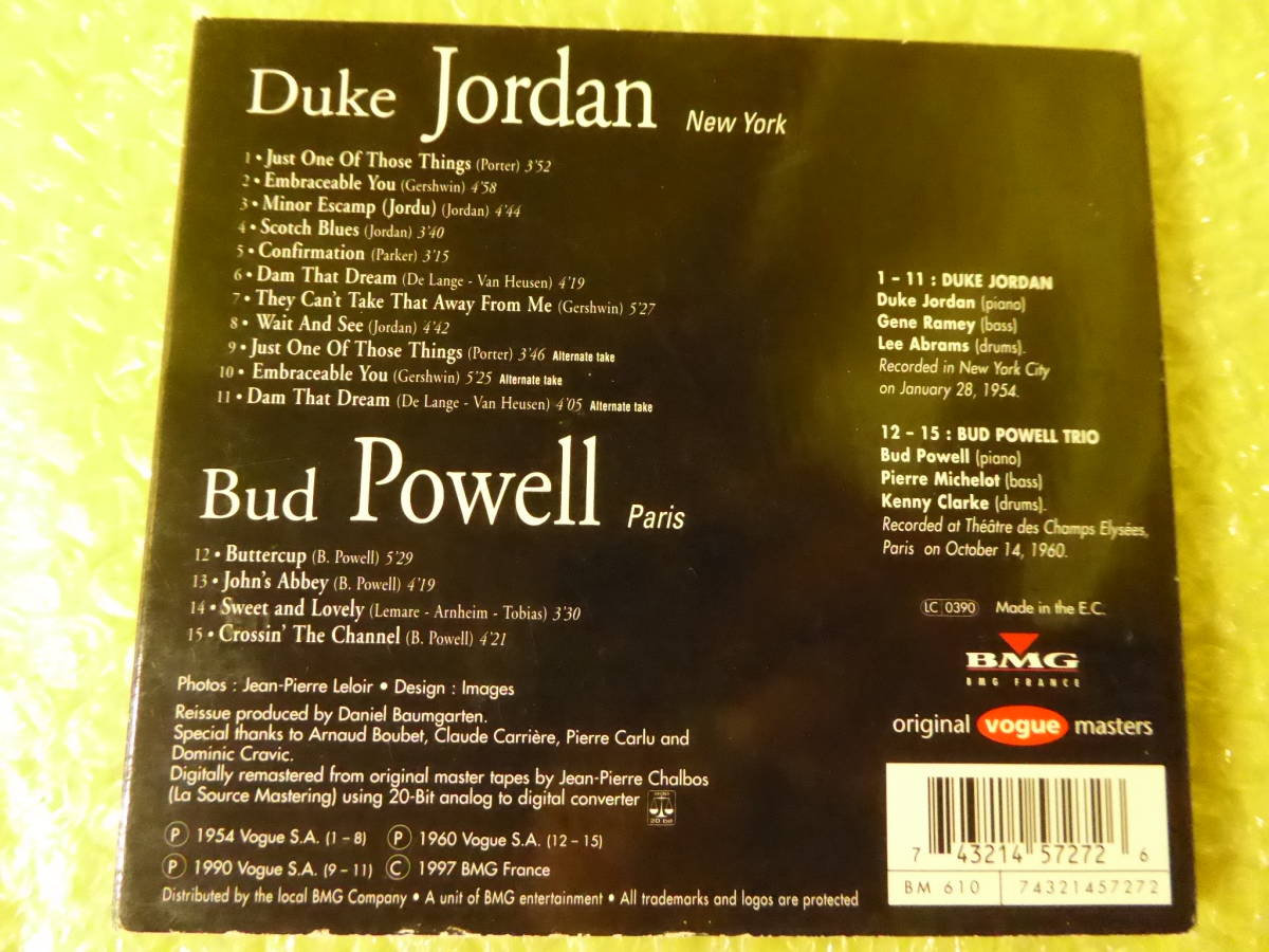 [m7398y c] Duke Jordan New York-Bud Powell Paris 輸入盤の画像3