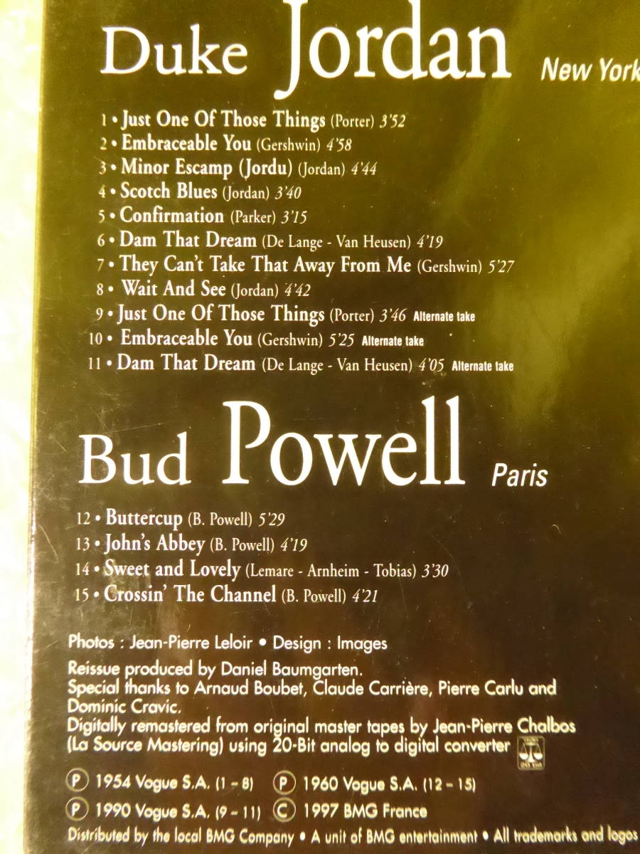 [m7398y c] Duke Jordan New York-Bud Powell Paris 輸入盤の画像4