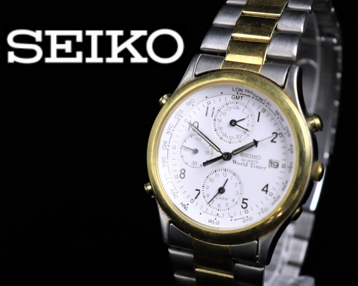 SEIKO 5T52-6A00 セイコー 腕時計 0N0899 ゴールドカラー フレーム