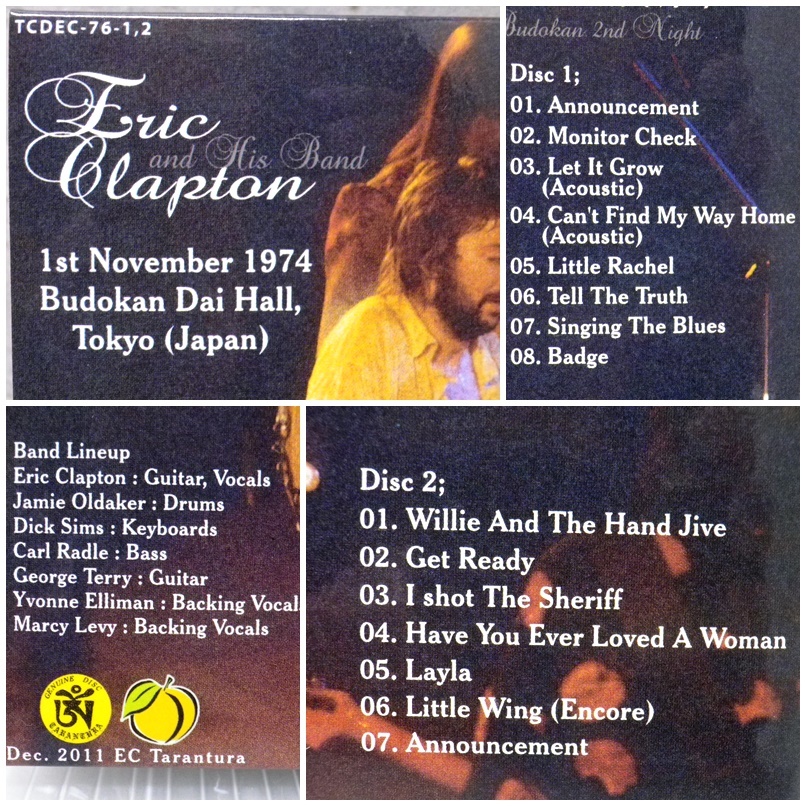 J-Y29 Tarantura 桃印 Eric Clapton And His Band／On Tour 1974 