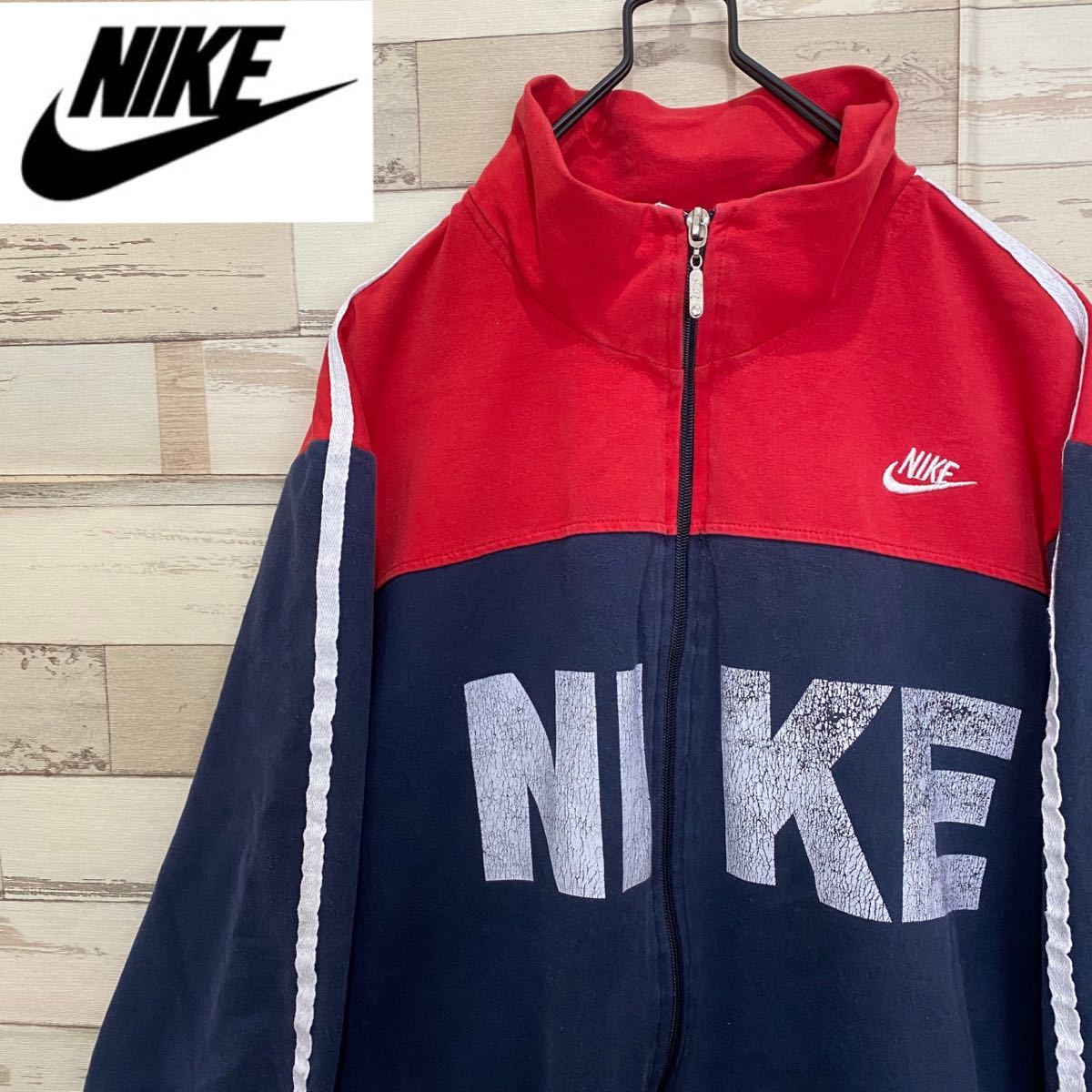 美品☆NIKE☆ナイキ☆80s VINTAGE☆ジャージ☆トラックトップ☆黒☆赤-