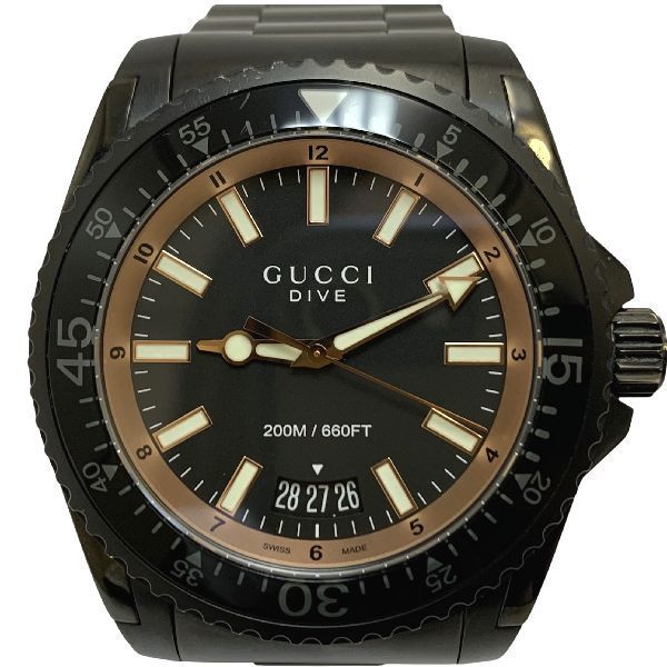 【送料無料】GUCCI グッチ DIVE ダイブ 136.2 クォーツ SS ブラック文字盤 スイス製 腕時計 メンズ