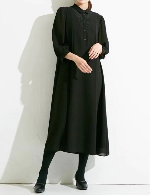 新品☆S・喪服礼服きれいAラインワンピース・黒系☆p403 | www.csi