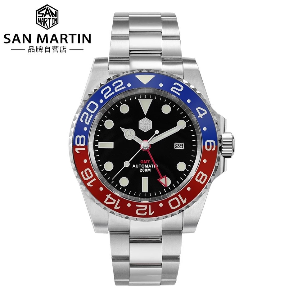 新品 自動巻 SanMartin オマージュウォッチ ペプシ セラミック ベゼル GMT メンズ腕時計 機械式 GMTマスター好き｜PayPayフリマ