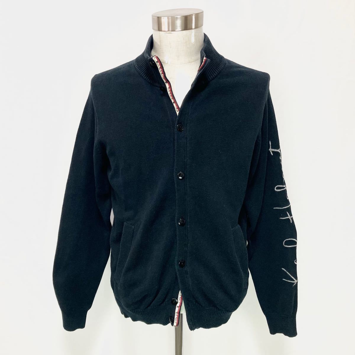Karl Helmut カールヘルム カーディガン スリーブロゴ 黒 格安店舗 カールヘルム ベースボール カーディガン 未使用 カーディガン
