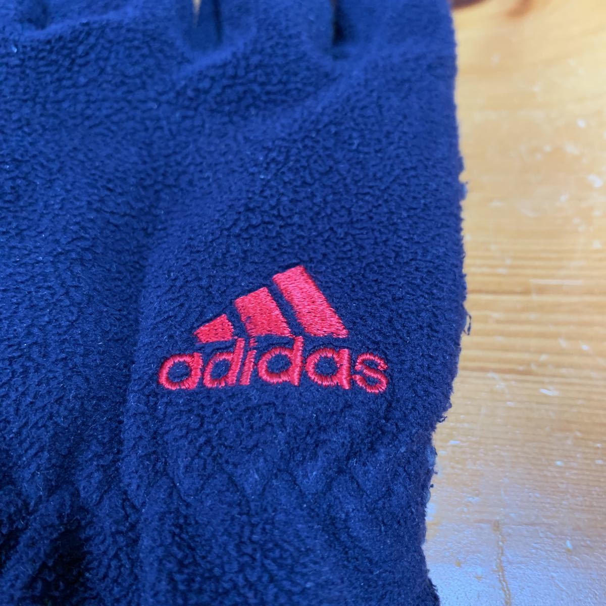 adidas Adidas for children gloves gloves slip prevention attaching ( half minute not. ) Kids for children red Logo embroidery navy navy blue color name chronicle have secondhand goods use item free shipping 
