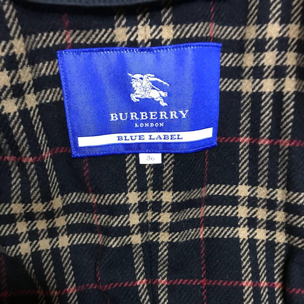 バーバリー　ブルーレーベル BURBERRY BLUE LABEL ショートトレンチコート　ベルト付き　ブラック　36 