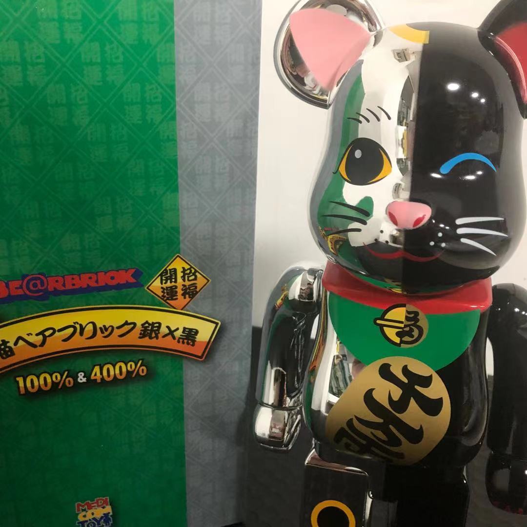 BE@RBRICK 招き猫 銀×黒 ベアブリック コラボ MEDICOM TOY 400
