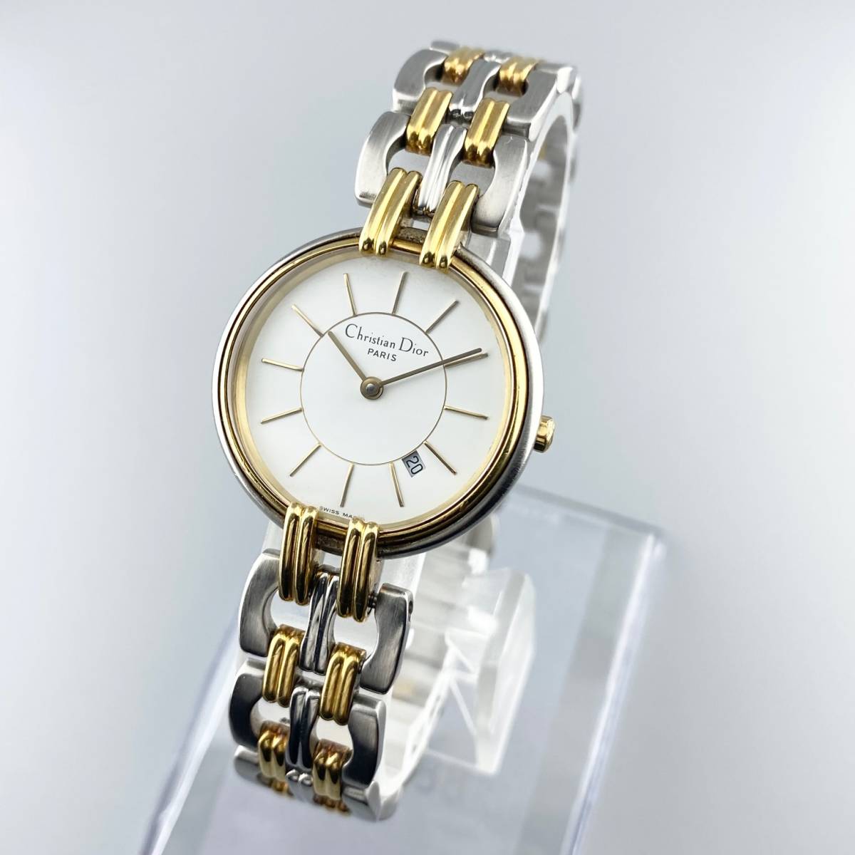 Christian Dior クリスチャン ディオール 腕時計 レディース Bagheera バギラ 66-111 ホワイト×ゴールド コンビベルト  可動品