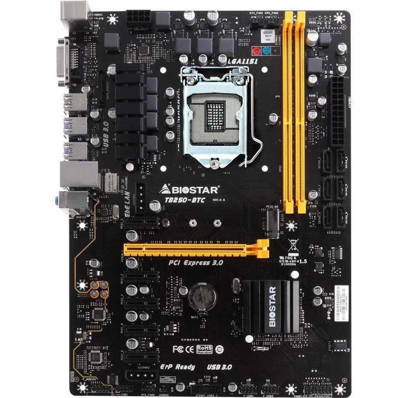 美品 BIOSTAR TB250-BTC マザーボード Intel B250 LGA 1151 Core i7/i5/i3/Pentium/Celeron 対応 ATX DDR4_画像1