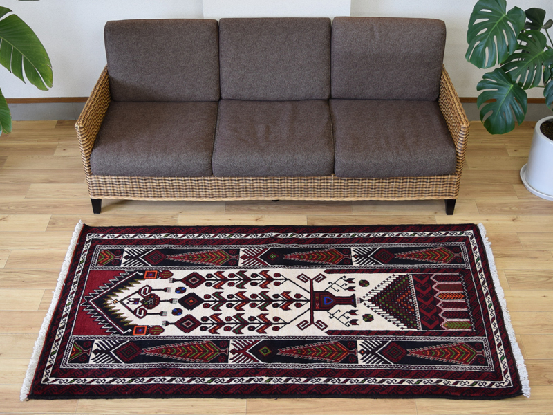 美品 ペルシャ 部族絨毯 バルーチ 縦2m 横1m 2m2 ～2畳程度 185 x 100