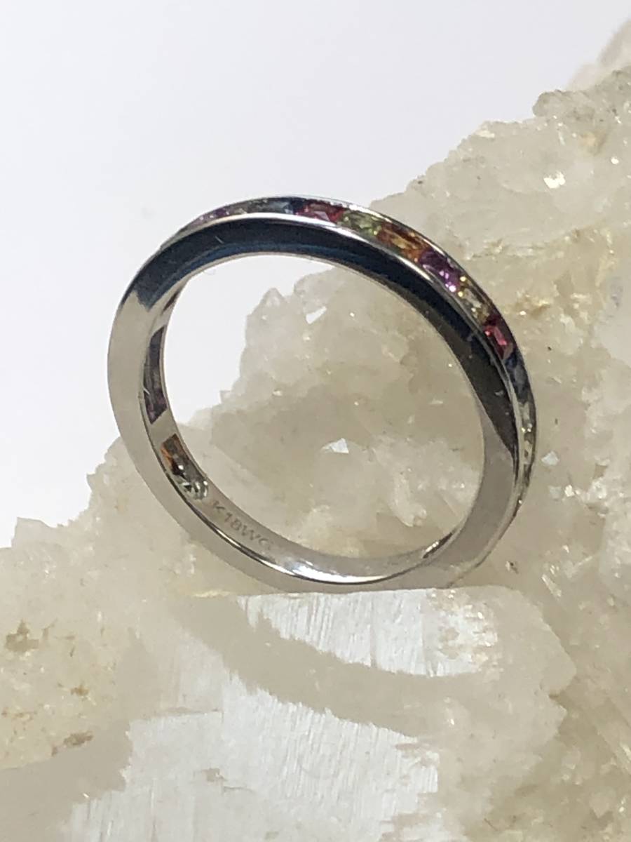 サファイアマルチカラー1.55ct K18WGリング www.nickstellino.com