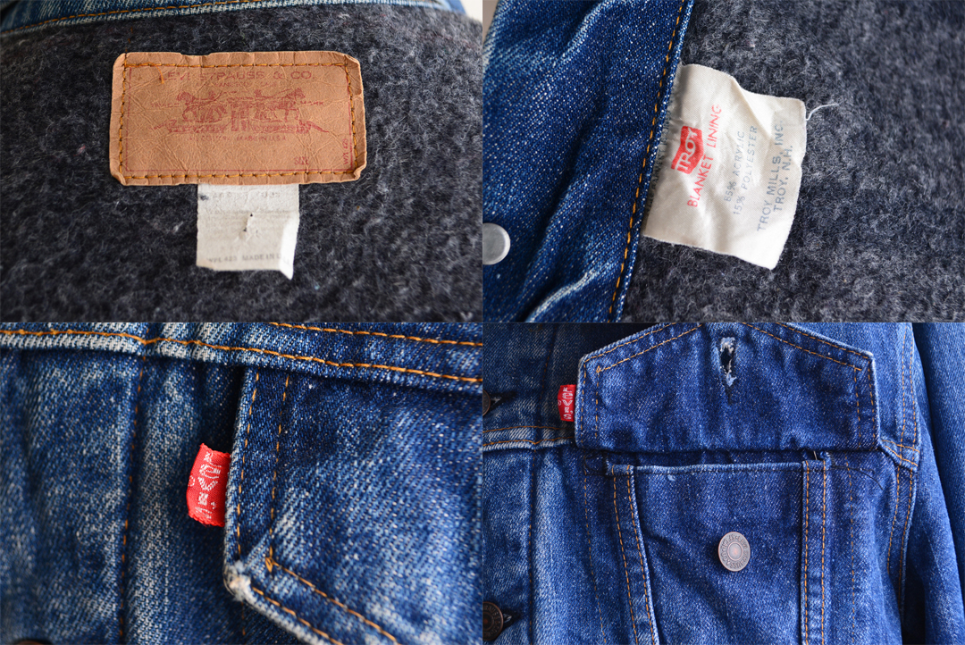 70s Levi's 70505-0317 裏ブランケット付き デニムジャケット 実寸42-44 インディゴ / ビンテージ リーバイス トラッカー Gジャン USA 古着