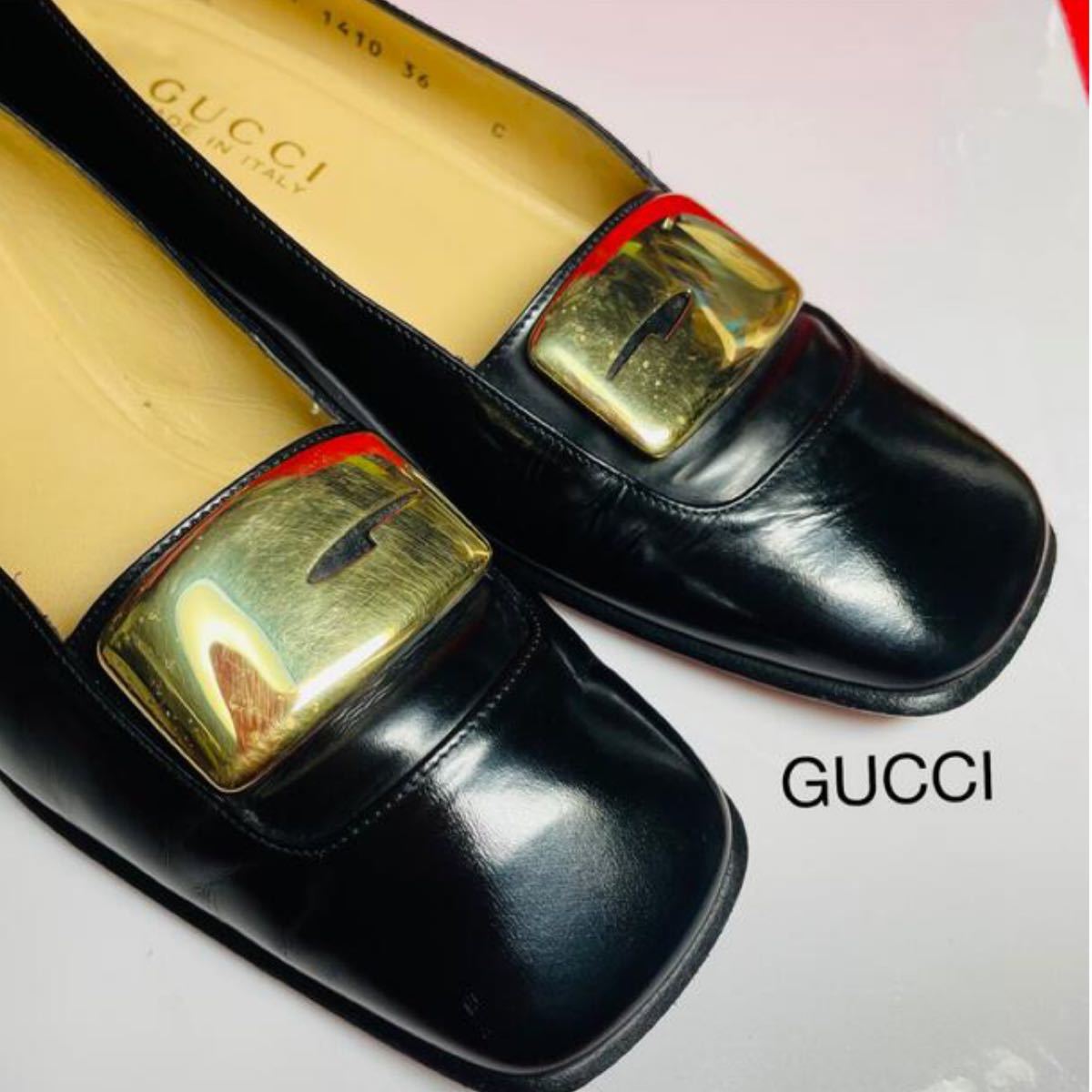 GUCCI グッチ　ガラスレザー　ローファー　黒23