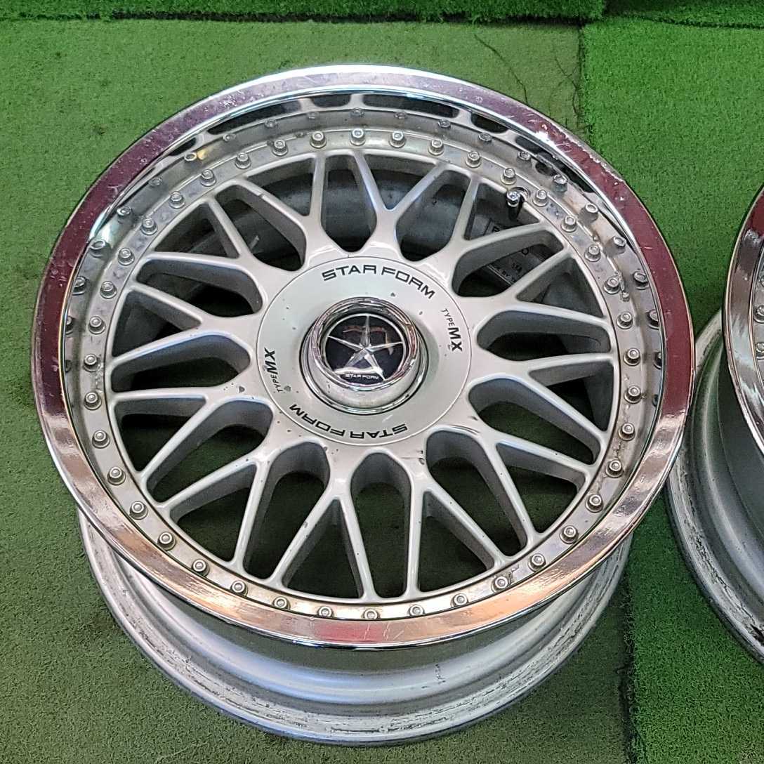 ★2ピース STARFORM MX★16×8JJ OFF:+37 PCD114.3-5/4H ハブ径；72mm 傷、汚れ、錆、塗装剥がれ等あり 2本 _画像2