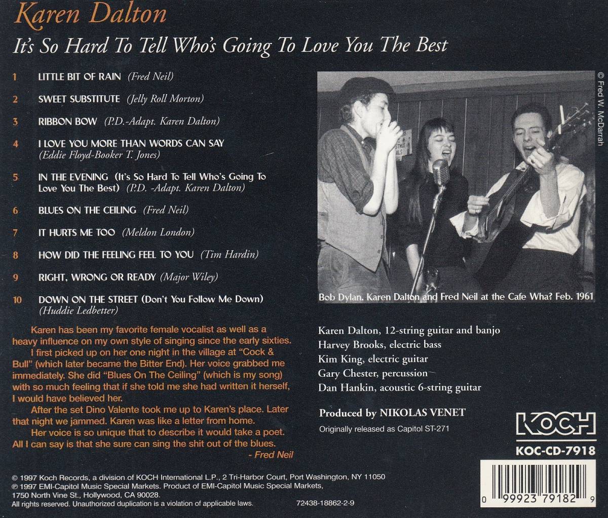 輸 Karen Dalton It's So Hard To Tell Who's Going To Love You The Best◆規格番号■KOCCD-7918◆送料無料■即決●交渉有_画像2