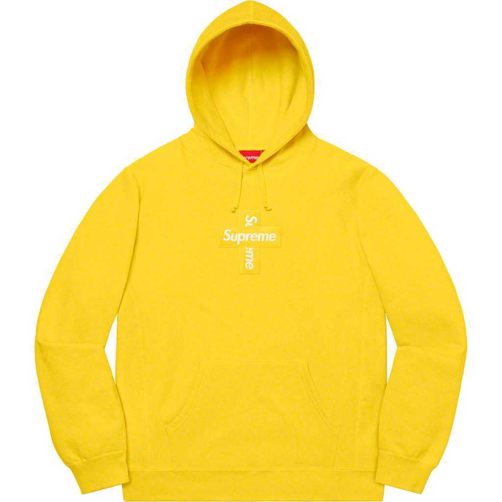 新品 海外 Mサイズ☆Supreme Cross Box Logo Hooded Sweatshirt Lemon