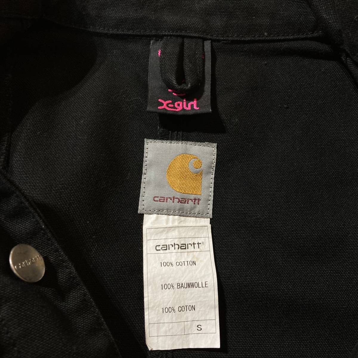 Carhartt X-girl Duck jacket S black collaboration special order limitation Carhartt Star studs 