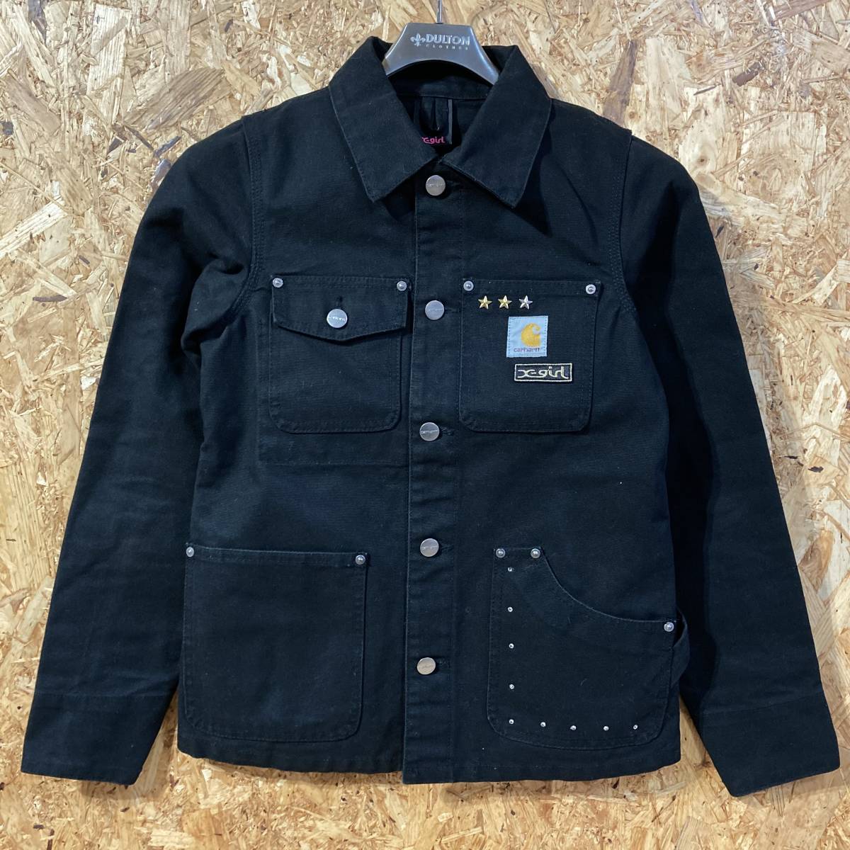 Carhartt X-girl Duck jacket S black collaboration special order limitation Carhartt Star studs 