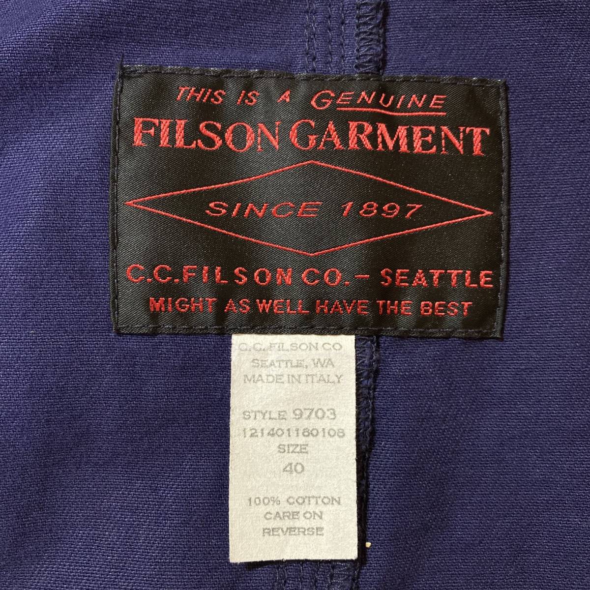 FILSON MADE IN ITALY STYLE 9703 Miner Jacket 40 マイナー FILSON MADE IN ITALY STYLE 9703 Miner Jacket 40 マイナー