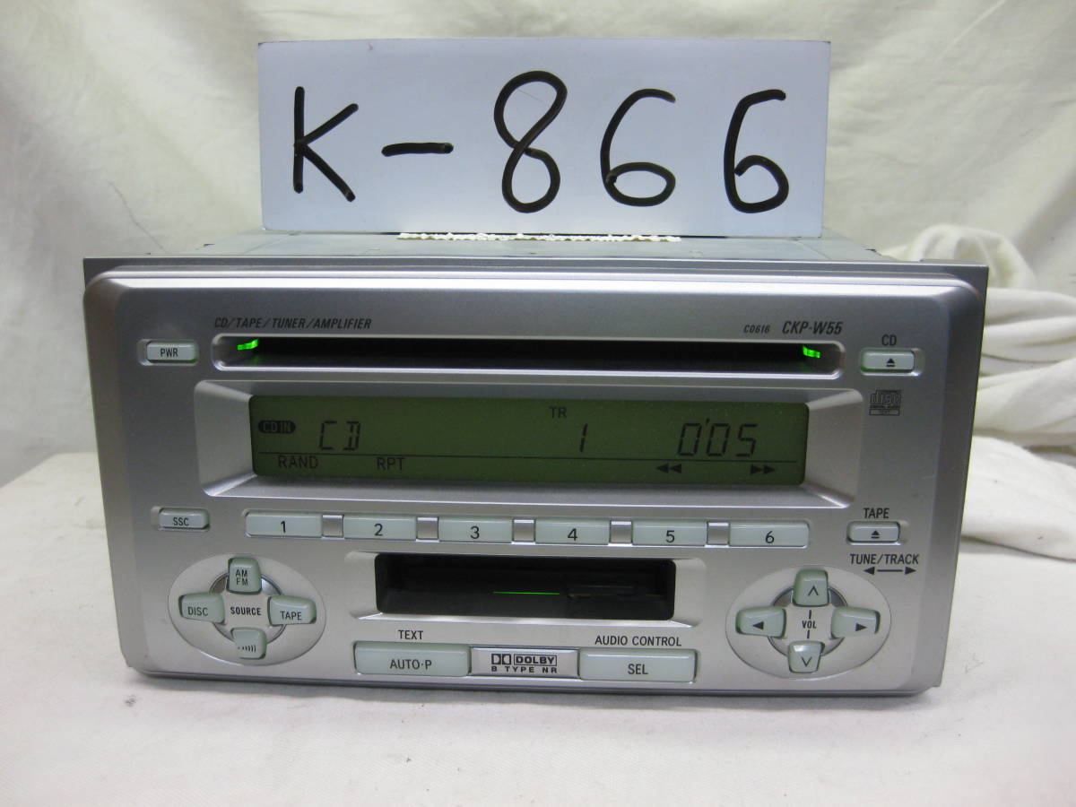 K-866 TOYOTA Toyota CKP-W55 08600-00G60 широкий размер 2D размер CD& кассетная дека неисправность товар 
