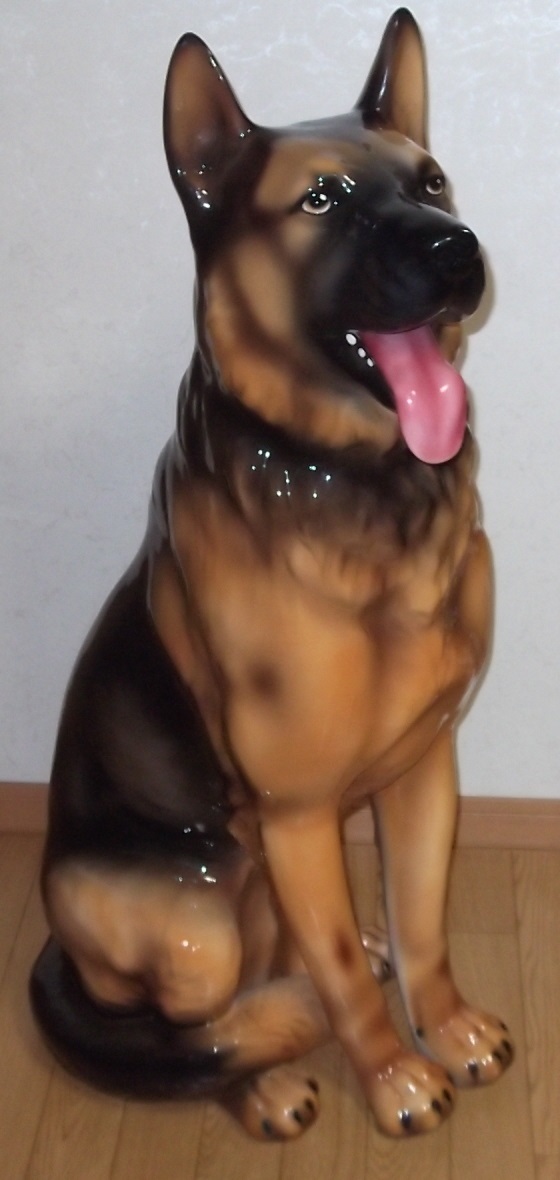 価格交渉可 シェパード ジャーマンシェパード 警察犬 犬の置物 イタリア製 ITALY イタリー インテリア オブジェ 犬 置物 陶器 陶磁器 迫力_画像2