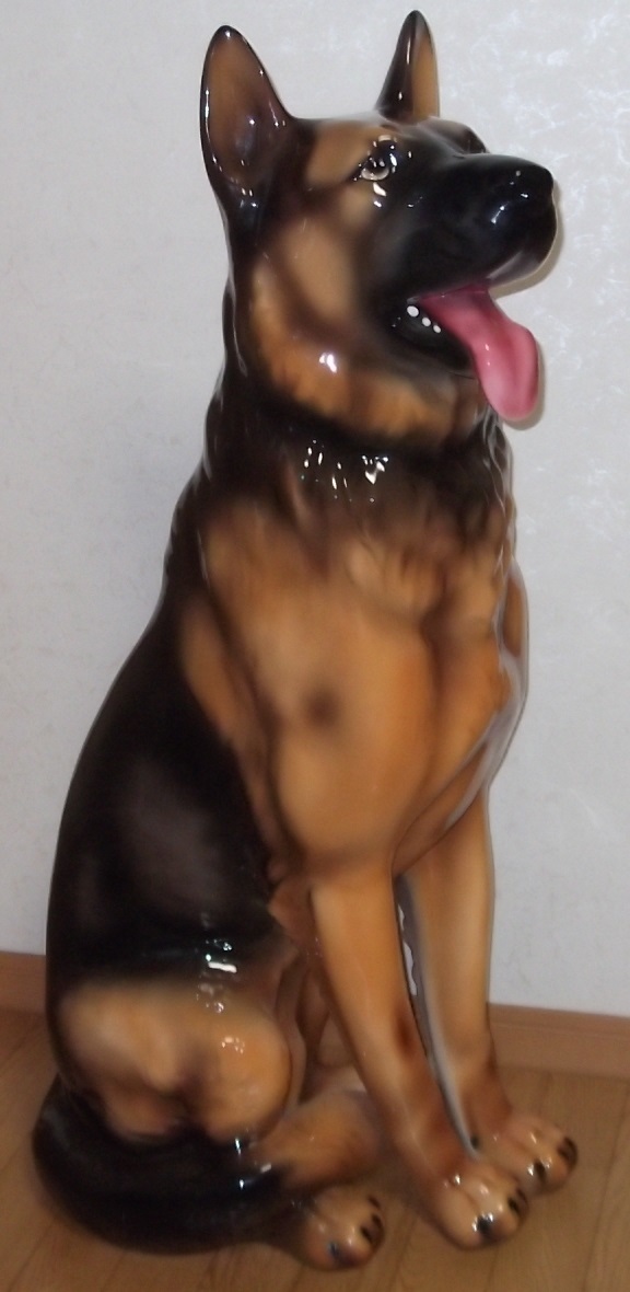 価格交渉可 シェパード ジャーマンシェパード 警察犬 犬の置物 イタリア製 ITALY イタリー インテリア オブジェ 犬 置物 陶器 陶磁器 迫力_画像1