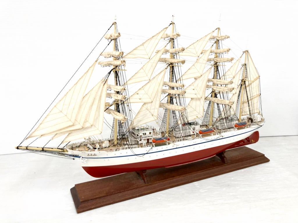 帆船模型◆日本丸 NIPPON MARU◆組立完成品 1/160 全長約70cm 木製帆船 精密模型 オブジェ コレクション 船 日本船