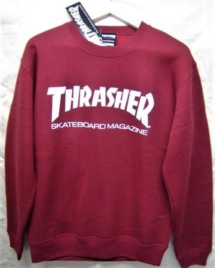  送料無料 セール15% THRASHER スラッシャー TH8401 MAG LOGO マグロゴ プリント トレーナー スウェット 裏起毛 エンジ M メンズ レディ_画像1