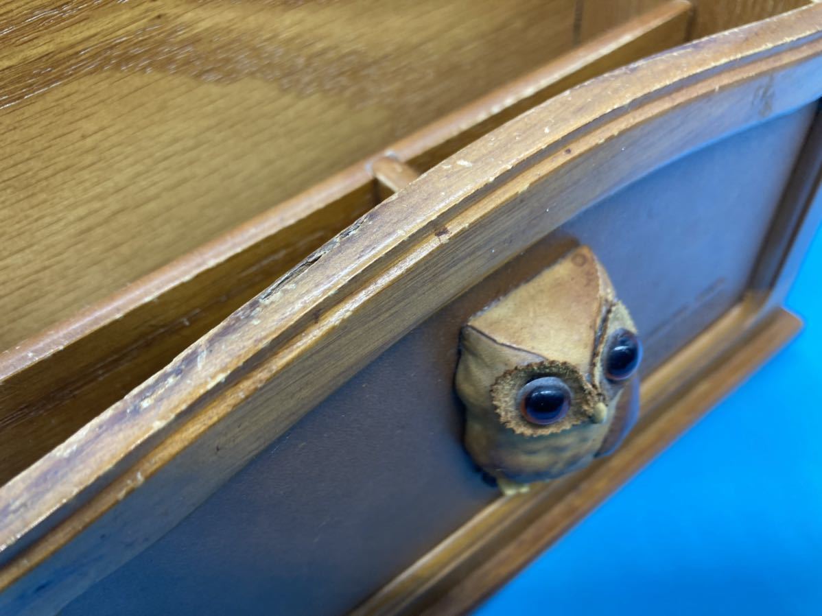 【A3148N049】木製リモコンラック　フクロウ　ペン立て　収納ボックス　小物入れ　卓上整理　お洒落　可愛い　眼鏡スタンド_画像8